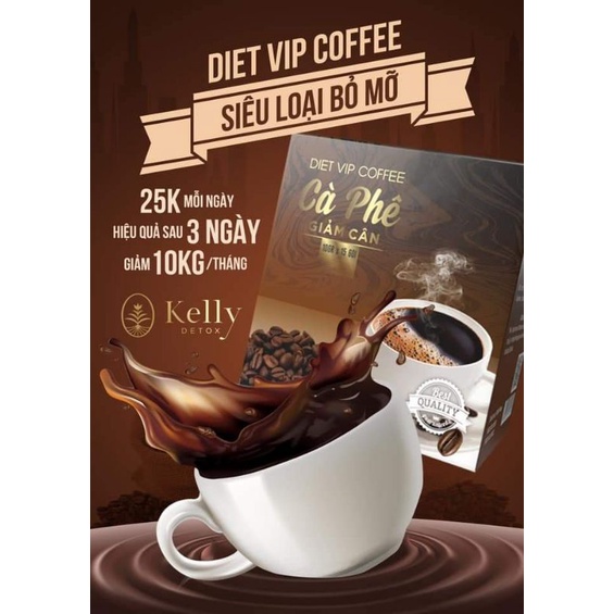 Cafe Giảm Cân Diet vip, Cam Kết Hàng chính hãng,1 hộp Giảm 3-5kg/15 ngày