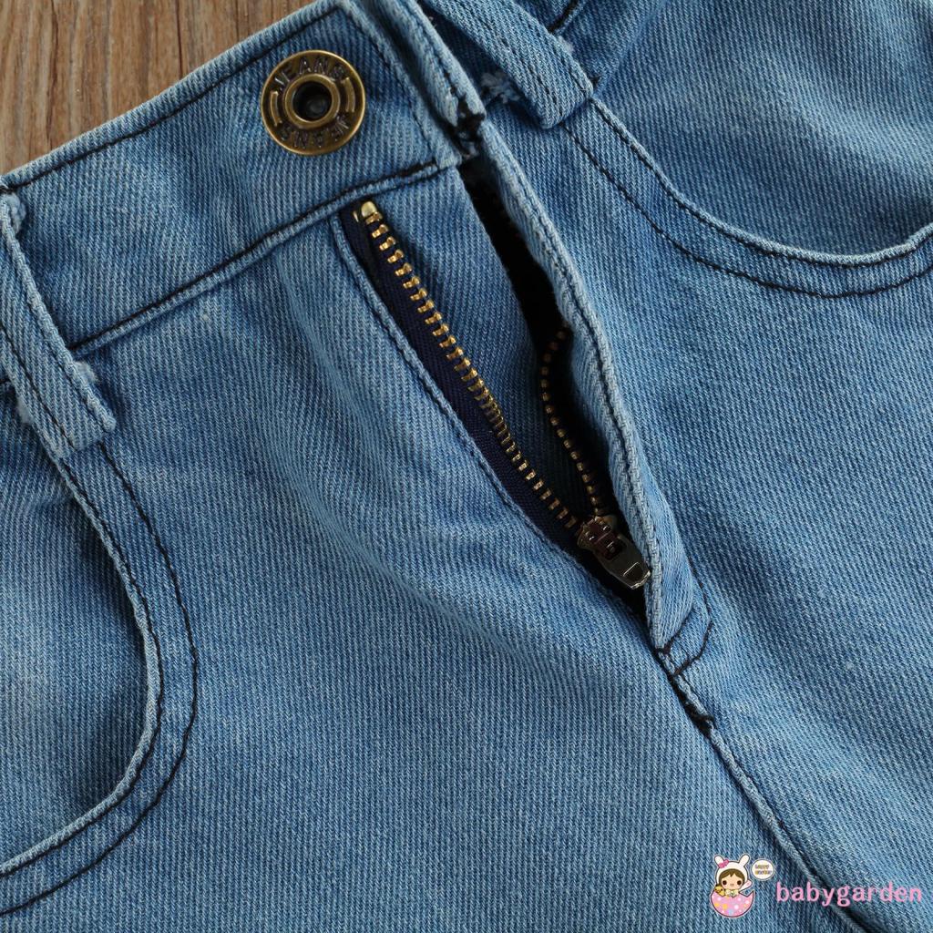 Set Áo hai dây + Quần Jeans Lưng Cao Thời Trang Mùa Hè Cho Bé Gái 1-7 Tuổi