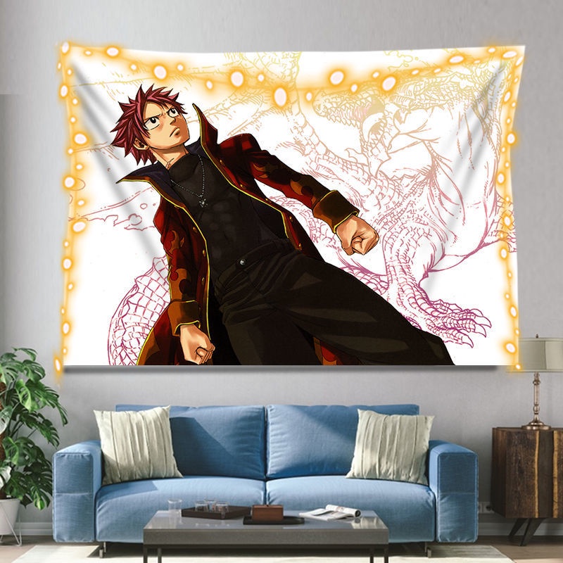 Fairy tail ins net nền đỏ vải anime treo tấm thảm phòng ngủ phòng ngủ tập thể phòng đầu giường trang trí tường bao gồm những gì bạn thấy là những gì bạn nhận được