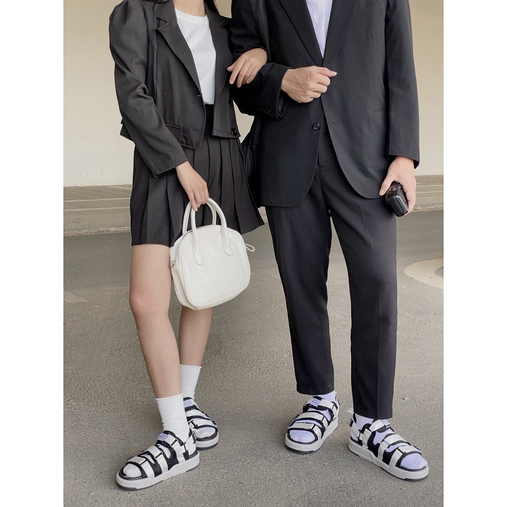 Dép nam nữ Buenas SD-6879 - màu đen quai trắng quai dù sandal học sinh đi chơi đế cao 3 phân chính hãng