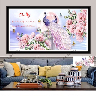Tranh đính đá cao cấp cha mẹ vs266 - chưa đính đá