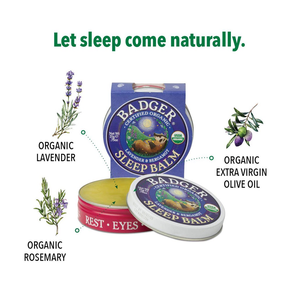 Badger - Sáp Hữu Cơ Hỗ Trợ Giấc Ngủ - Sleep Balm [USDA Organic]