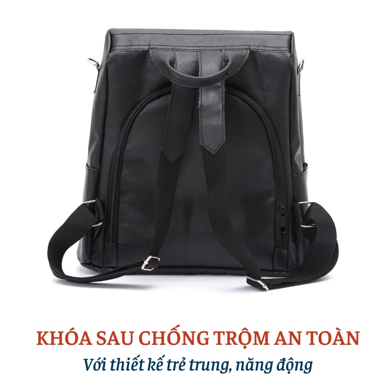 Balo Nữ Thời Trang Chất Liệu Da Cao Cấp Chống Trộm Chống Thấm Nước 2 Trong 1 Vừa Làm Balo Vừa Đeo Vai