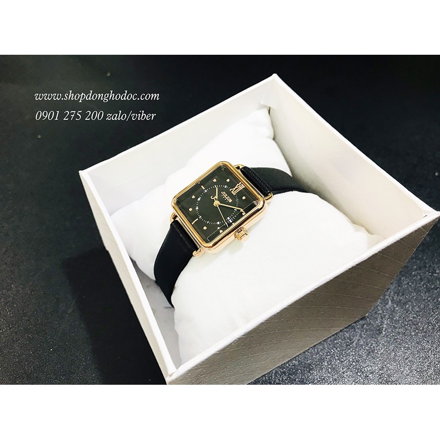 Đồng hồ nữ Julius Hàn Quốc 1123 dây da mặt vuông đen cá tính ĐHĐ24703