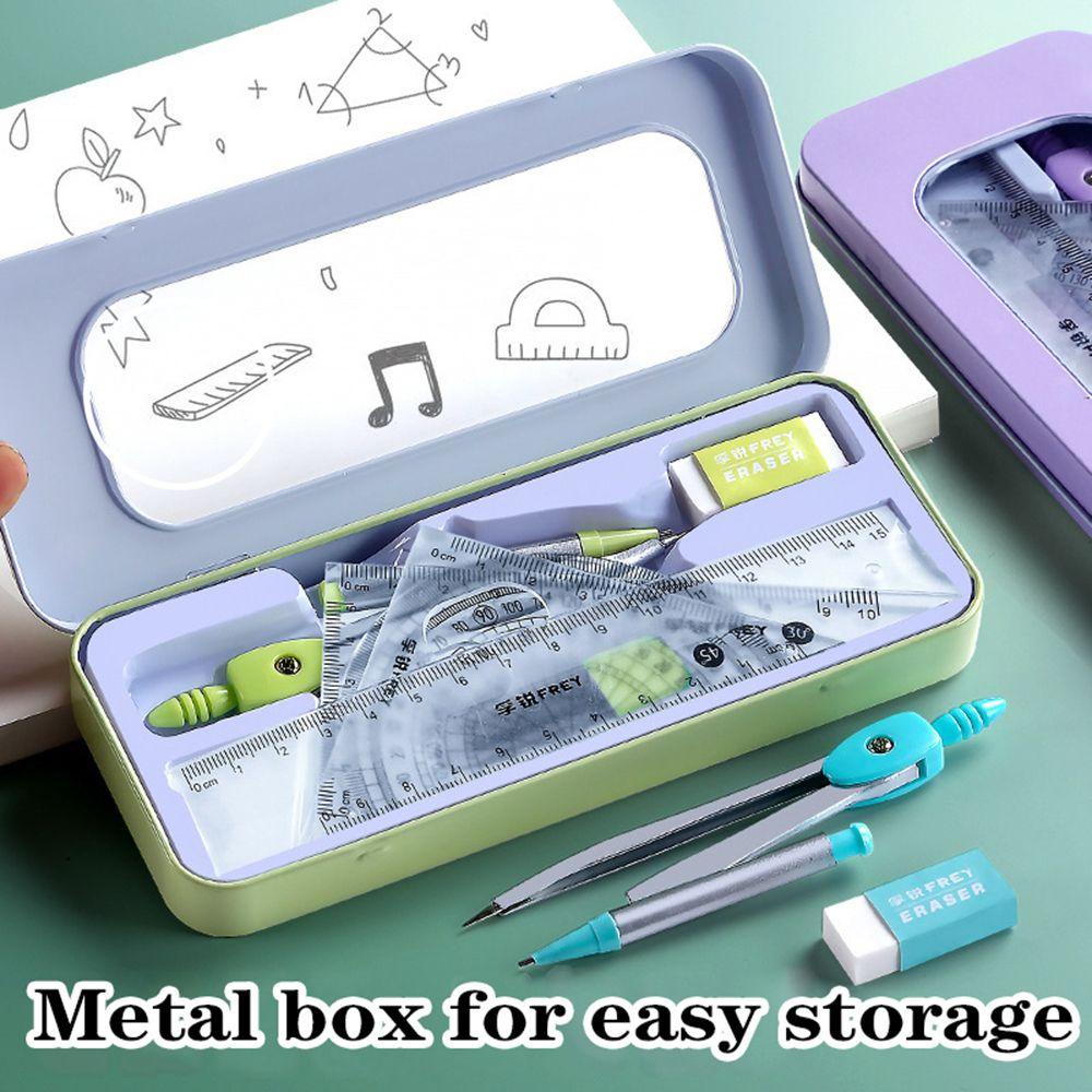 FAY Bộ 7 Thước Compa Đo Kèm Gôm Tẩy Đa Năng Dùng Trong Văn Phòng