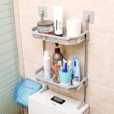 Kệ nhựa đa năng nhà tắm nhà vệ sinh nhà bếp 2-3 tầng kệ bồn cầu tiết kiệm không gian hít chân không gắn tường