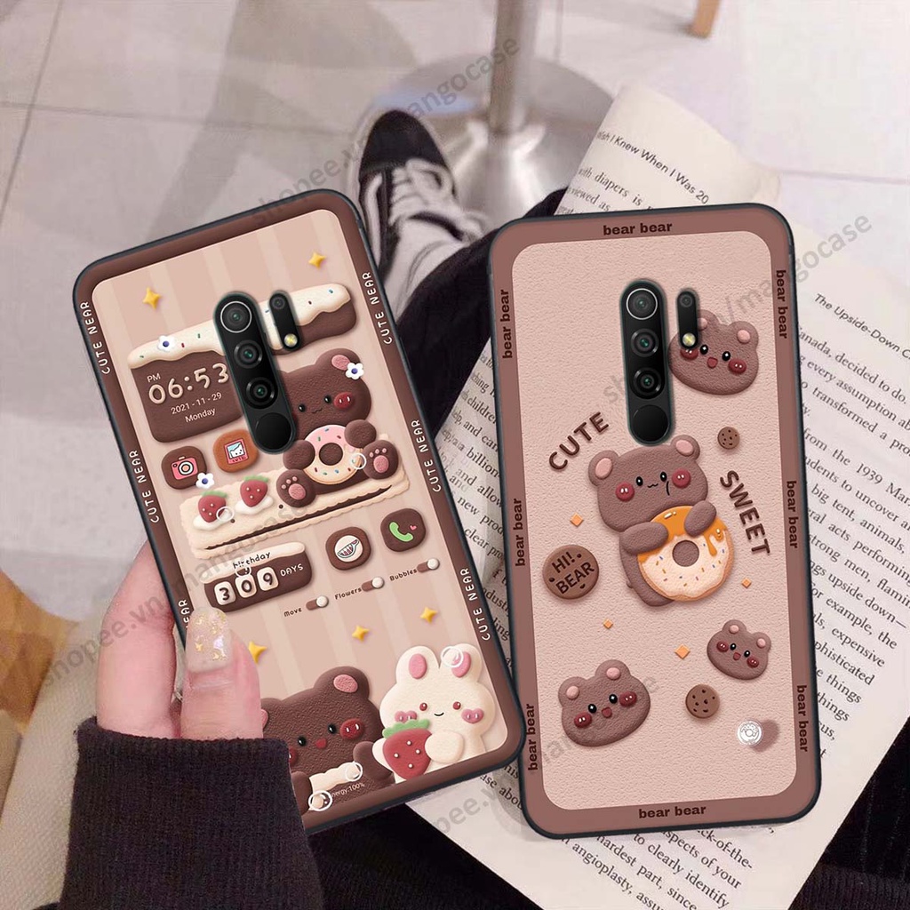 Ốp lưng Xiaomi Redmi 9 hình gấu, thỏ, đồng hồ cute dễ thương