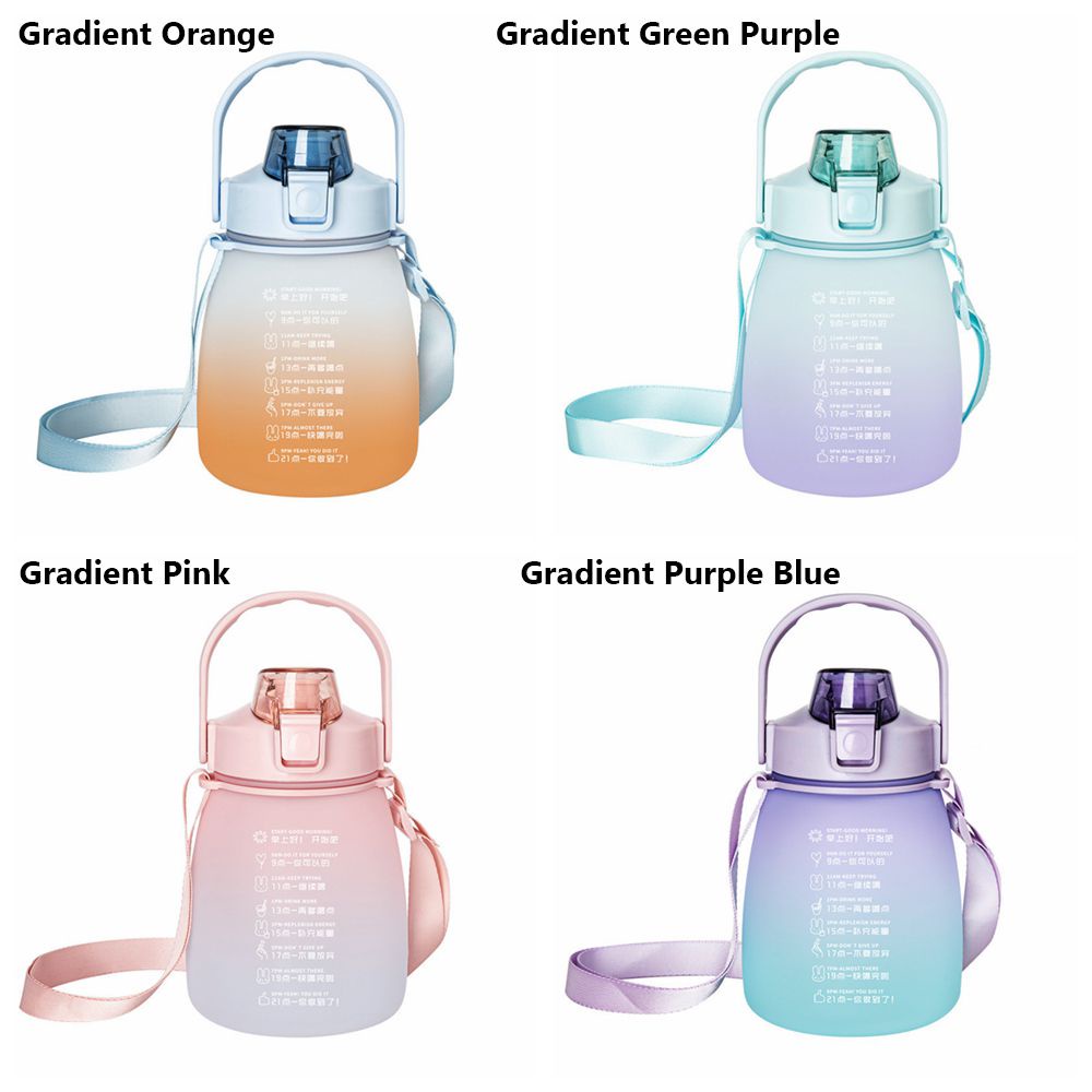 Bình Đựng Nước Bằng Nhựa Màu Gradient Dung Tích 1200ml Có Ống Hút Tiện Dụng Mang Theo Du Lịch