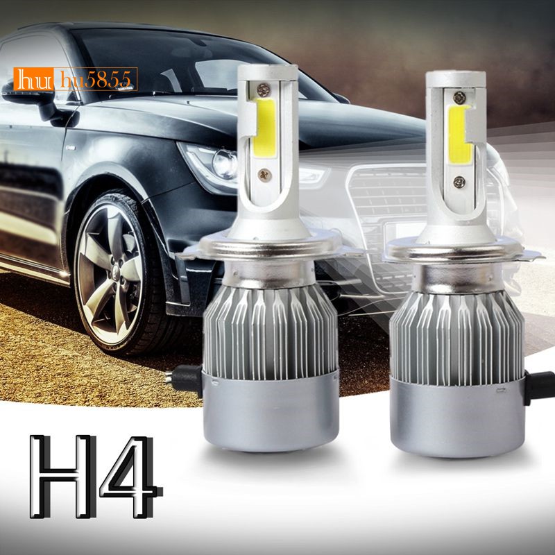 New 2pcs C6 LED Car Headlight Kit COB H4 36W 7600LM White Light Bulbs hu5855