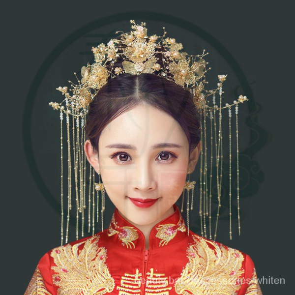 Vương miện cài tóc 48h đính tua rua phong cách cổ điển cho cô dâu