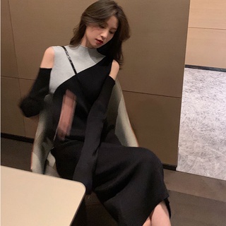 Đầm Dệt Kim Tay Dài Cổ Tròn Thời Trang Xinh Xắn Cá Tính