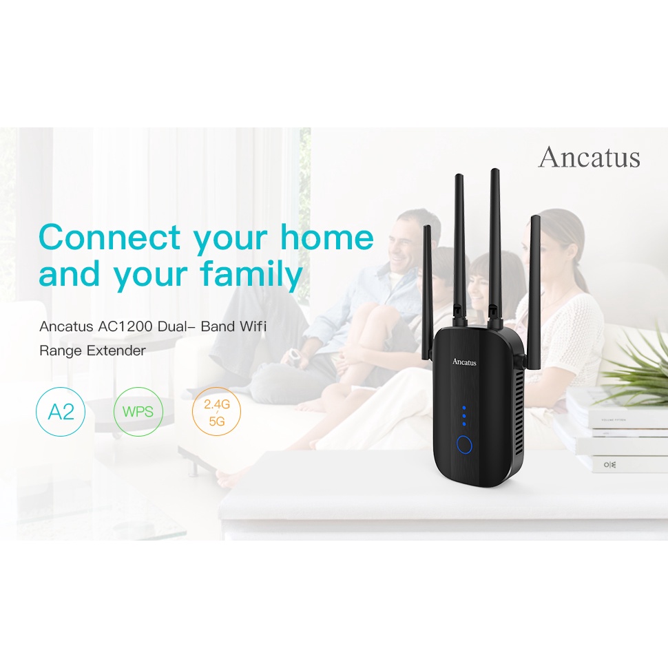 Kích sóng wifi Ancatus A2 băng tần kép AC1200, mở rộng vùng phủ sóng 2.4/5Ghz