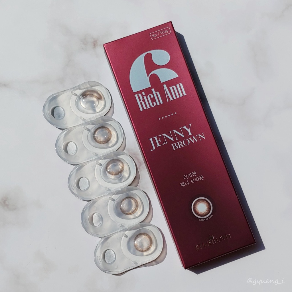[1 𝓗𝓸̣̂𝓹] Lens Hỗ Trợ Lệch Độ 1 Ngày Màu Nâu Cánh Ve Jenny Brown ANN365