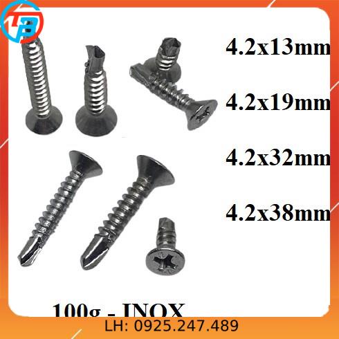 100g VÍT TỰ KHOAN ĐẦU BẰNG INOX CÁP THÉP Thái Bình VinàN