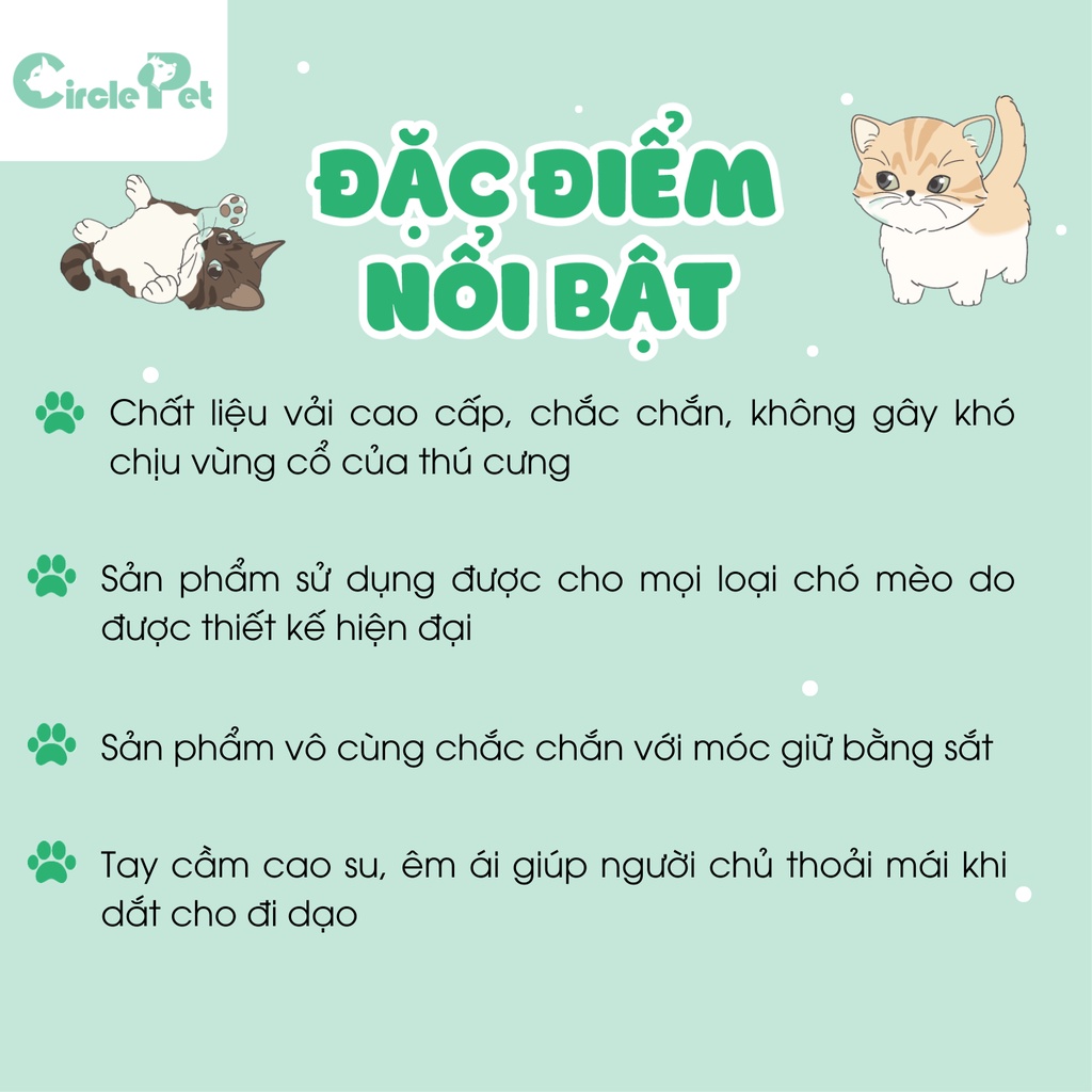 Bộ Dây Dẫn Vòng Yếm Chó Mèo TouchDog Cao Cấp Độ Bền Cao Siêu Chắc - Circle Pet
