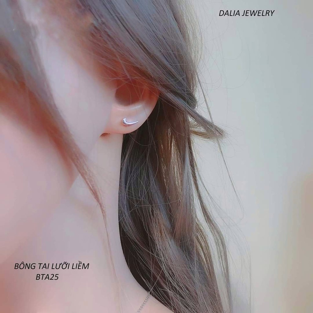 Bông tai bạc nữ hình mặt trăng khuyết DaLiA Jewelry khuyên tai trơn cá tính bạc chuẩn 925