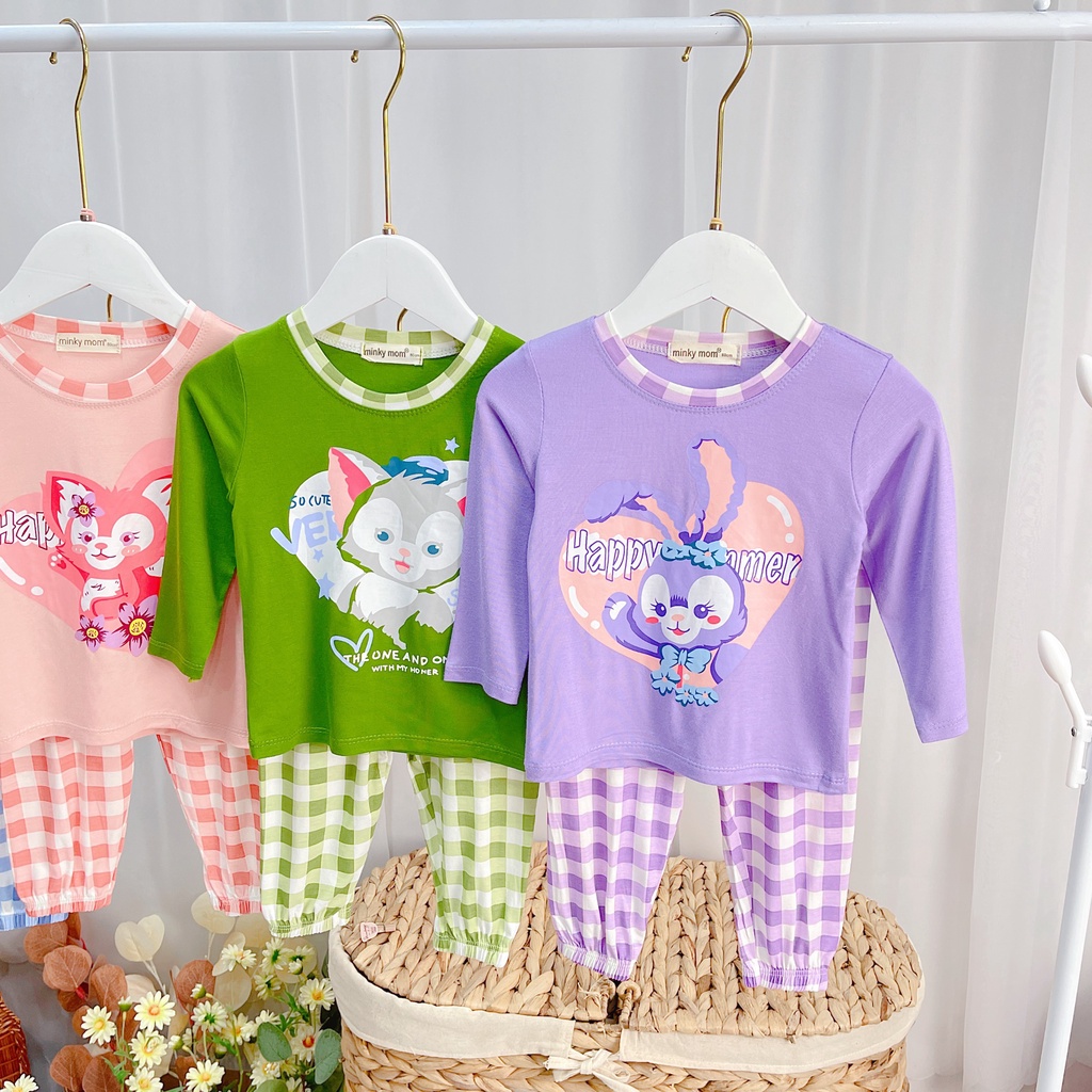 Bộ Cotton Dài Tay Cho Bé  Bộ Thu Đông Dài Tay Minky Mom SỌC VOI Cho Bé Trai Bé Gái