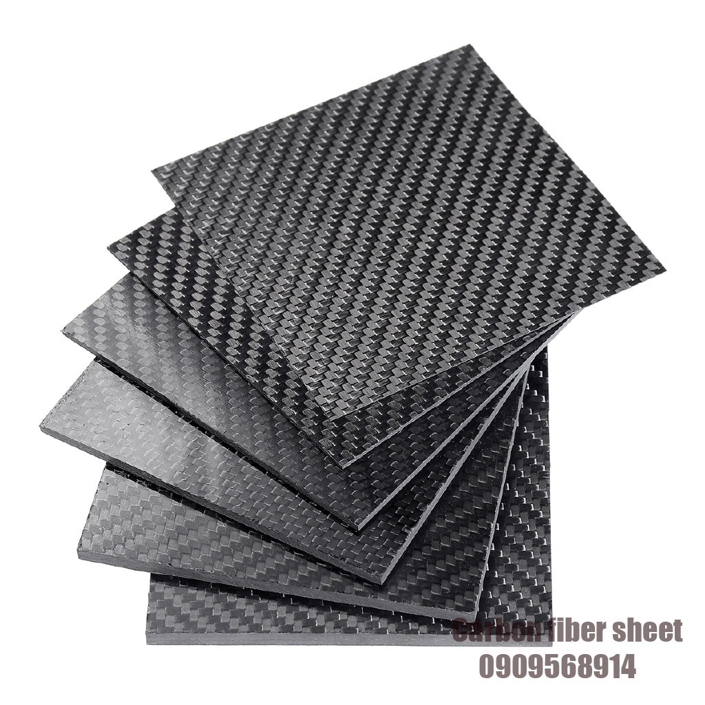 Tấm carbon fiber 100x100mm  chịu nhiệt tùy chọn độ dày từ 0.5-7mm