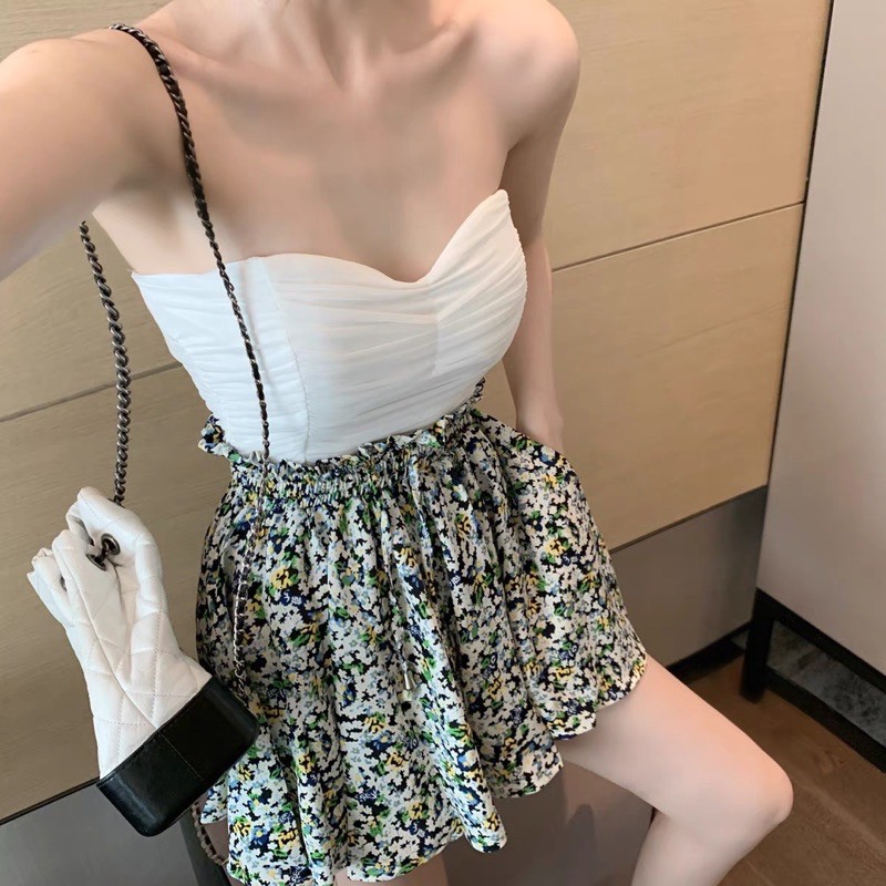 Quần Short Giả Váy 🍊[Tiệm Vải Xinh]🍊 Quần Đùi Váy Hoa Nhí Lưng Chun - Hàng Quảng Châu CV011 | BigBuy360 - bigbuy360.vn