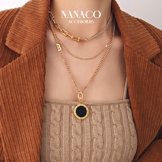 Dây chuyền titan không gỉ dáng dài 2 mặt số la mã, vòng cổ nữ đẹp thời trang NanaCo