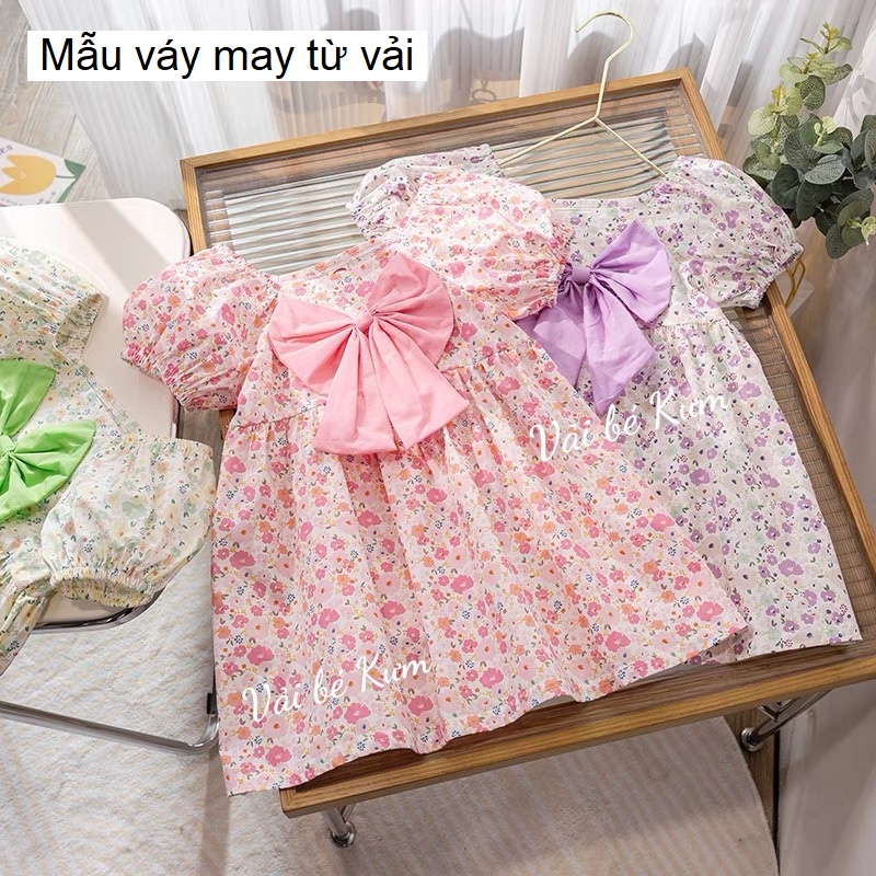 Vải thô cotton/kate 100% cotton hoa nhí may váy áo hè