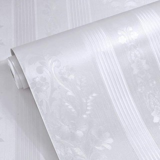 10 giấy dán tường hoa văn Trắng Sọc Nổi cao cấp khổ 45cm sẵn keo
