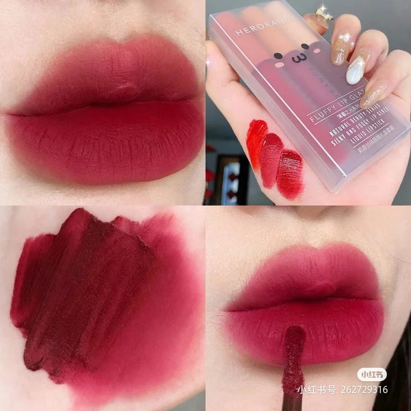 Set 3 Cây Son Kem Lì Herorange Fluffy Lip Glaze hàng nội địa trung