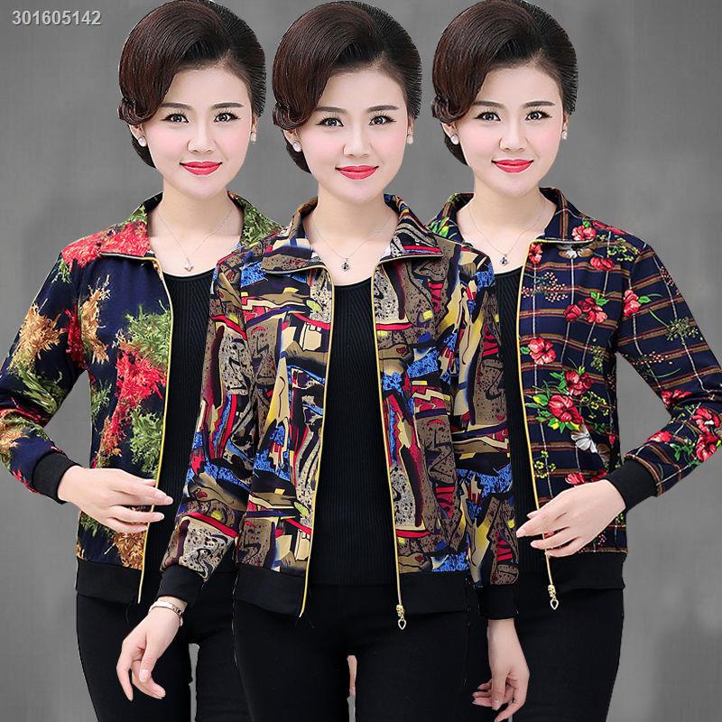 Áo khoác phối nhung dày thời trang xuân thu cho phụ nữ trung niên 50 tuổi
