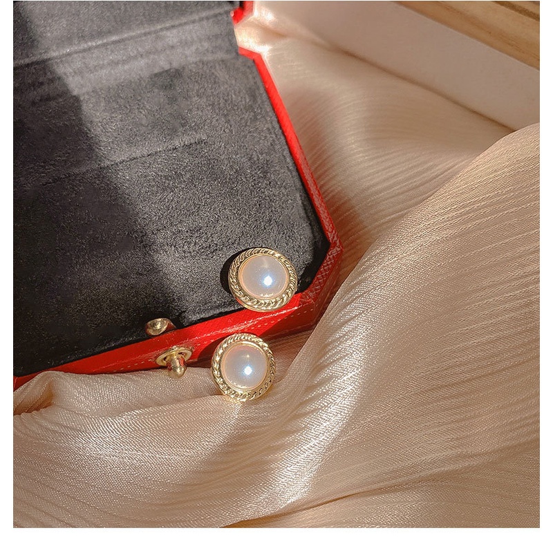 Khuyên tai kim loại đính ngọc trai đơn giản thời trang Hàn Quốc dành cho nữ