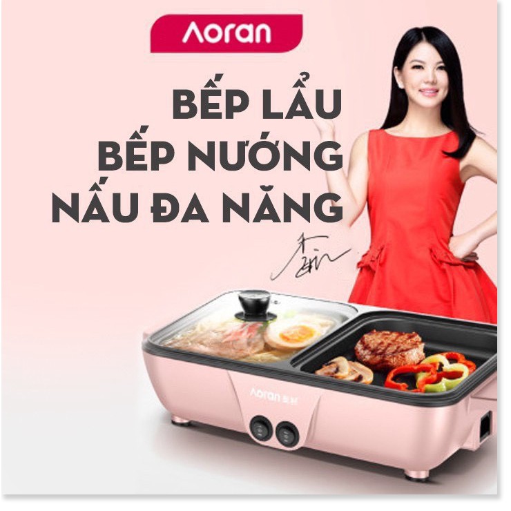 Nồi Lẩu Kiêm Nướng 🥘 2in1 Mini Hàn Quốc🥘 Bếp Lẩu Nướng Đa Năng Cao Cấp💯 Bảo Hành 3 Tháng