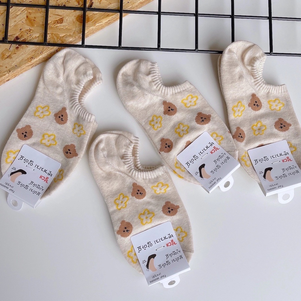 Tất Vớ Nữ Lười Hình Hoa Emoji Nhiều Màu Sắc Dễ Thương giá siêu rẻ mềm