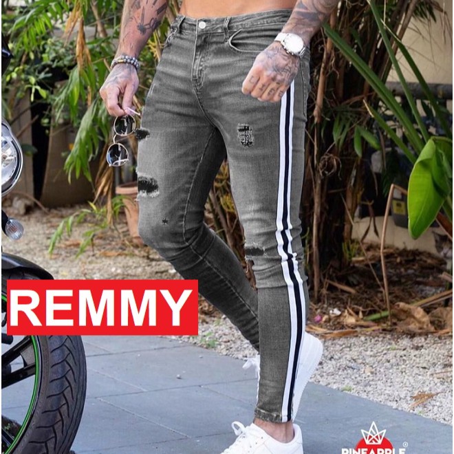QUẦN JEAN NAM XÁM RÁCH PHỐI VIỀN CAO CẤP CHẤT BÒ KJ2018 REMMYSHOP | BigBuy360 - bigbuy360.vn