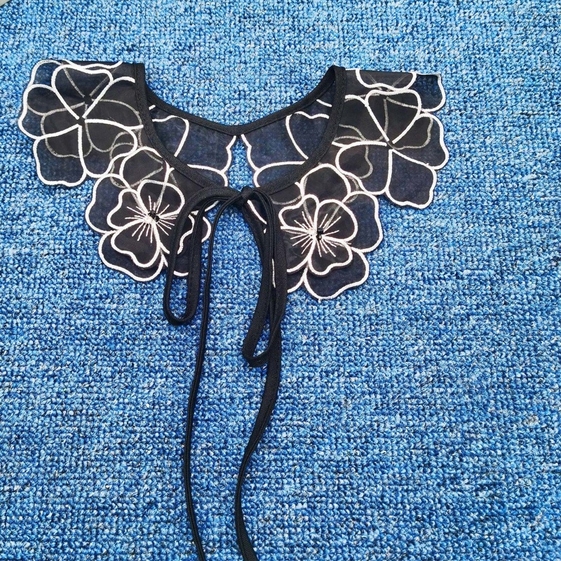 Cổ Áo Rời Nửa Cổ Phối Ren Hoa Có Thể Tháo Rời Cho Nữ