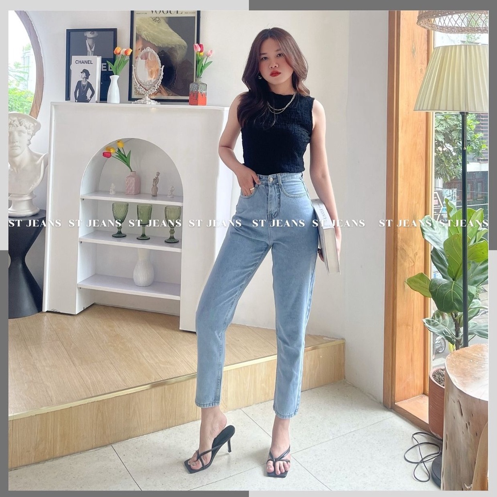 Quần Bò Nữ, Quần Jean Baggy Trơn Lưng Cao Form Đẹp Ulzzang Yuri jeans