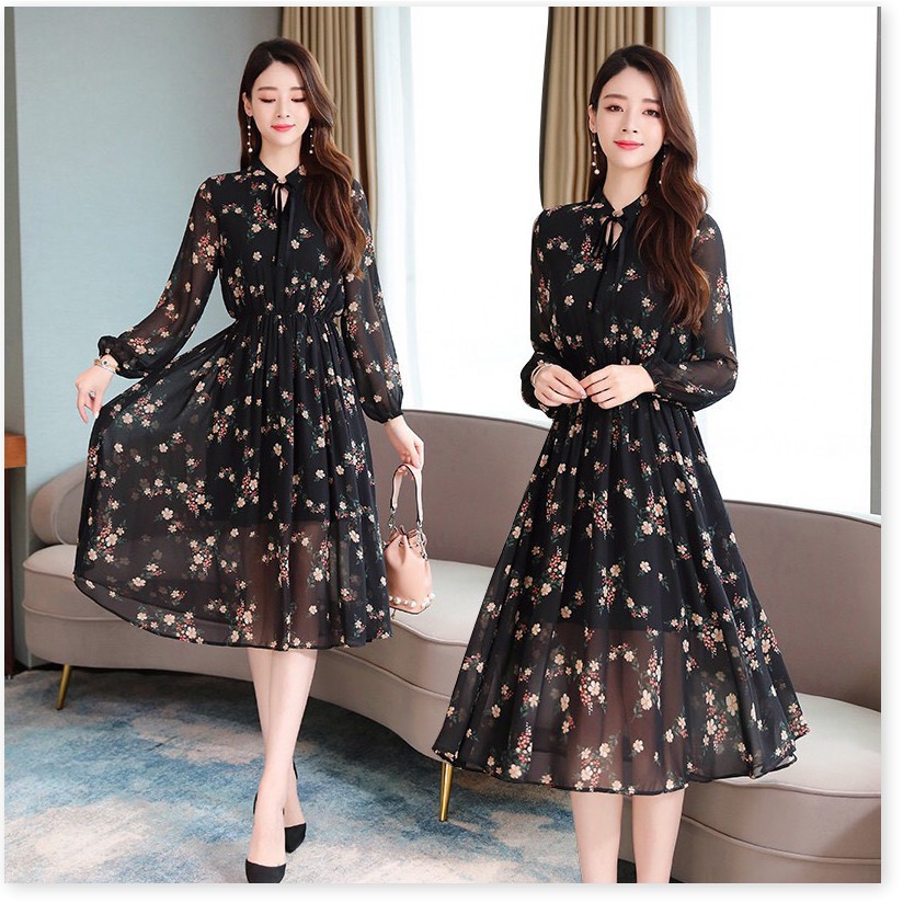 ĐẦM LỤA HOA,HỌA TIẾT ĐƠN GIẢN NHƯNG KHÔNG KÉM PHẦN SANG TRỌNG LANA FASHION