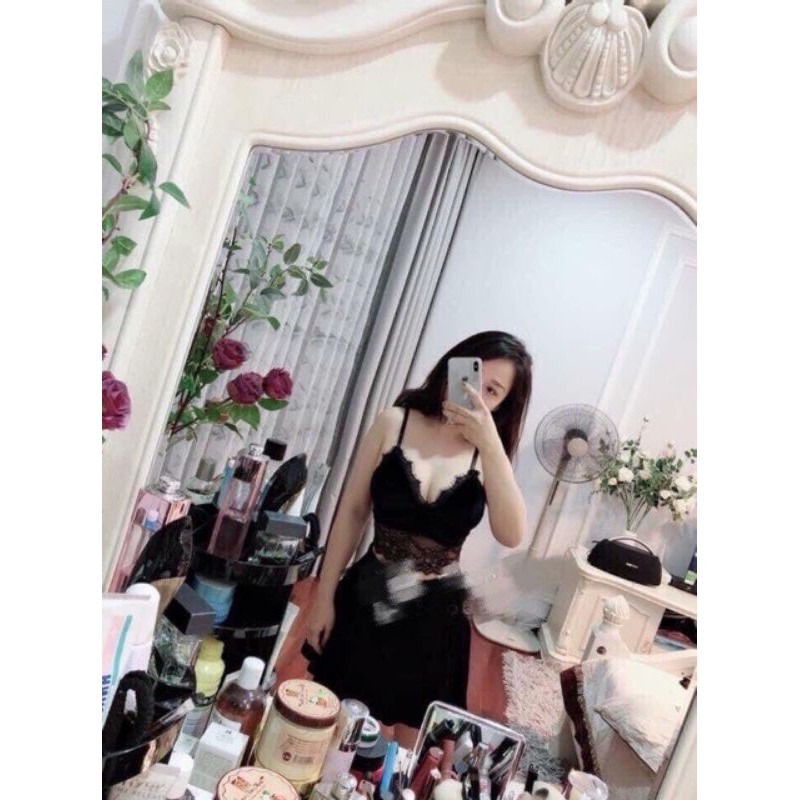 Áo bra nhung viền ren hàng Quảng Châu