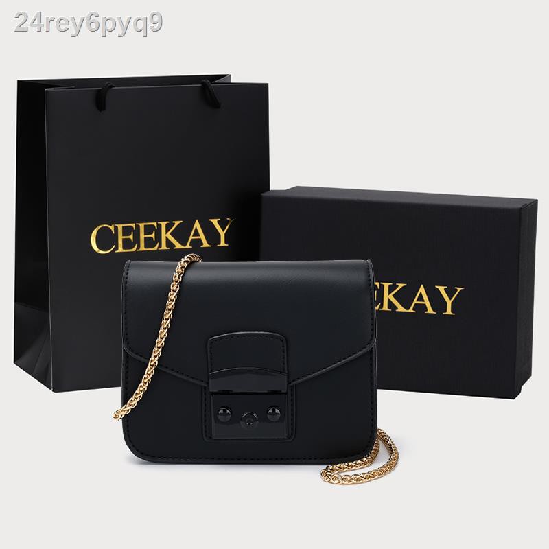 túi xách trắng☄Túi nhỏ CEEKAY nữ 2021 thời trang mới với họa tiết trong nhắn dạng dây chuyền