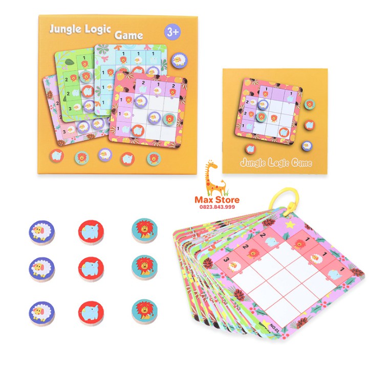Bộ Xếp Hình Jungle Logic Game Bằng Gỗ Cho Bé 3-6 Tuổi