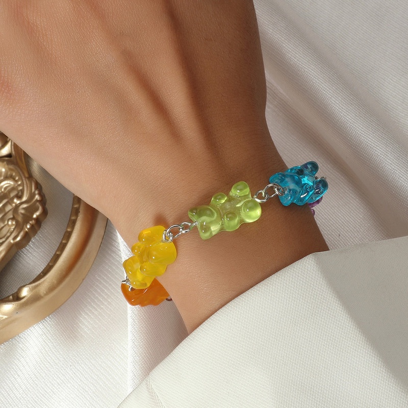 1 Vòng Tay Mặt Gấu Nhựa Resin Màu Kẹo Dễ Thương Thời Trang Làm Quà Tặng Cho Bạn Gái/ Bạn Bè