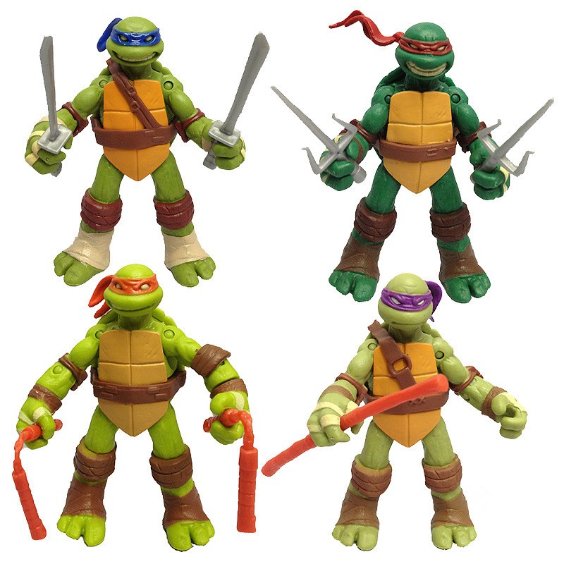 4 cái / bộ 12CM TMNT Teenage Mutant Ninja Turtles Nhân vật hành động Anime PVC Donatello Raphael Đồ chơi mô hình búp bê cho bộ sưu tập trẻ em
