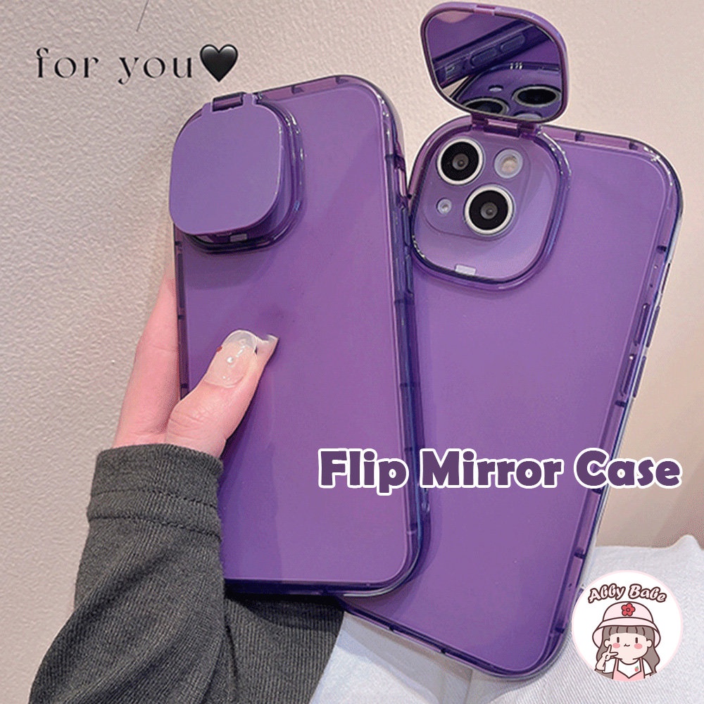 Ốp Điện Thoại TPU Mềm Mỏng Mặt Gương Trang Điểm Chống Mồ Hôi Màu Tím Cho Iphone 11 7Plus 13 12 11 Pro Max X XS 12 13 XR