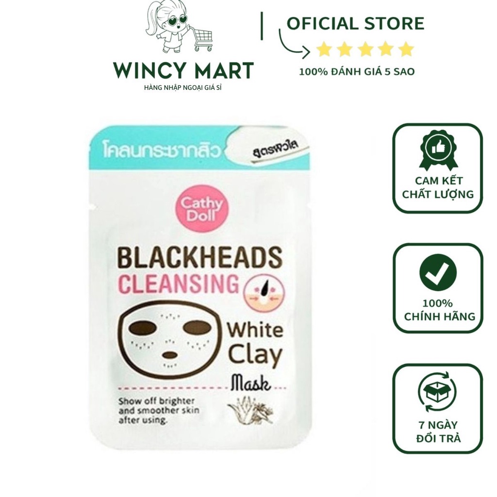 Mặt Nạ Đất Sét Trắng Cathy Doll, Mặt Nạ Bùn Trắng Thái Lan Blackhead Cleansing Mud 5g