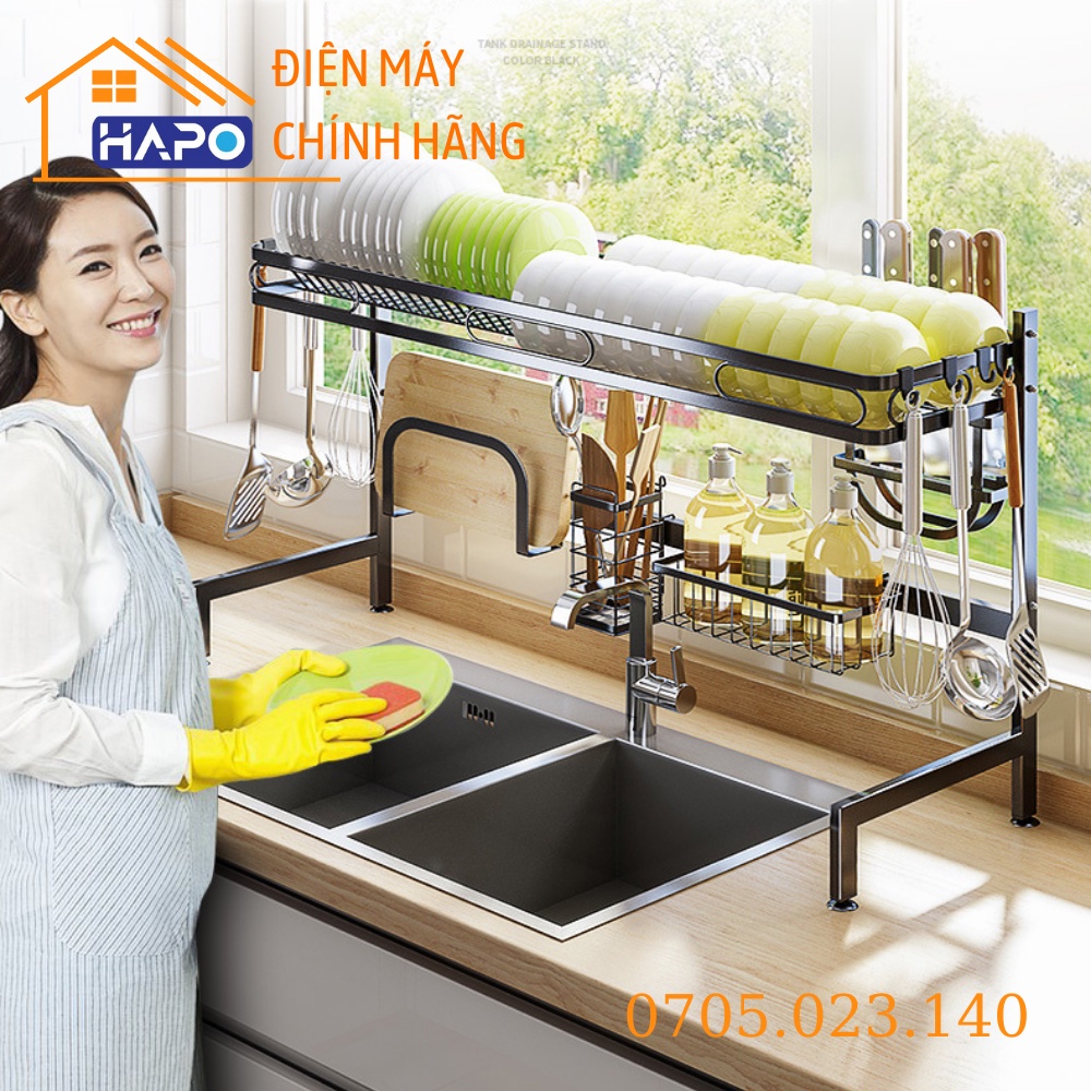 Kệ để chén đĩa thông minh đa năng, Giá úp bát đũa trên bồn rửa, Chạn gia đình thép carbon sơn tĩnh điện