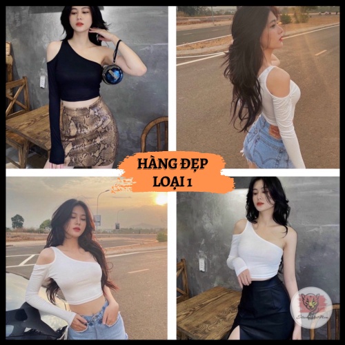 Áo croptop kiểu lệch vai kiểu mới siêu đẹp |  Áo kiểu dài tay lệch vai sexy - AK0010 | steven.factory