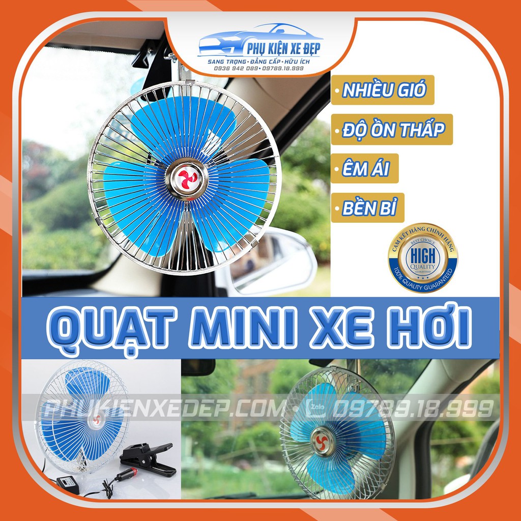 Quạt gió kẹp lồng sắt 12v – 24v  ⚡FREESHIP⚡ cho ôtô, xe hơi chất liệu hợp kim có phủ lớp tĩnh điện.