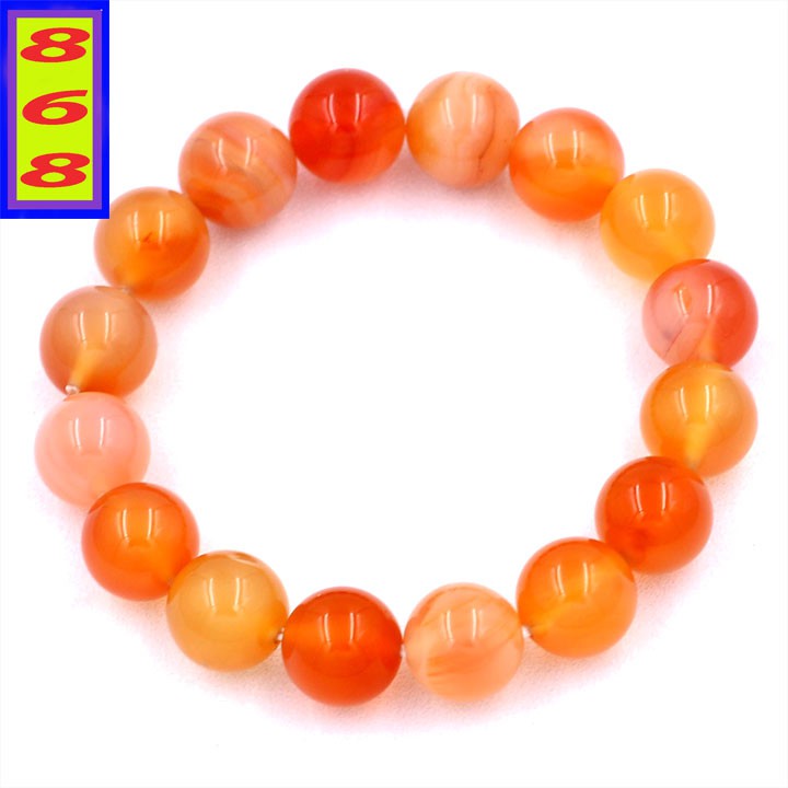 Chuỗi tay Đá Tự Nhiên Màu Cam Trơn 10 ly, 12 ly, 14 ly - Hợp mệnh Hỏa, mệnh Thổ - Mang lại may mắn, bình an