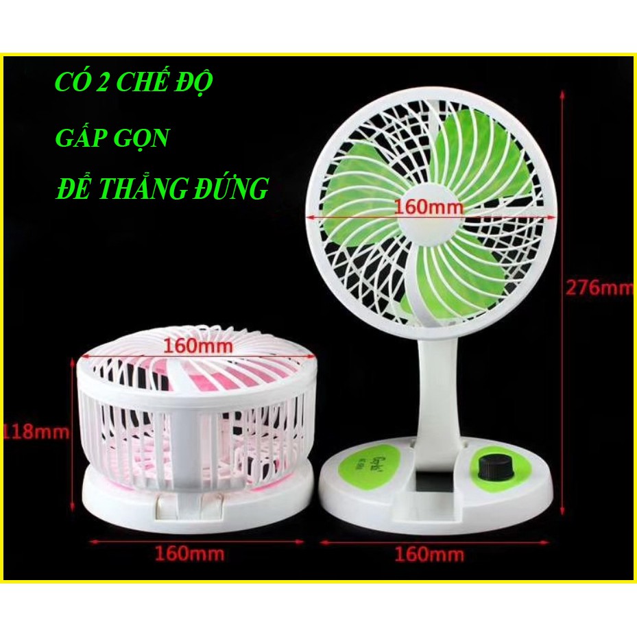 Quạt Tích Điện Gấp Gọn Đa Năng Có Đèn Led Siêu Sáng Siêu Tiện Lợi | BigBuy360 - bigbuy360.vn