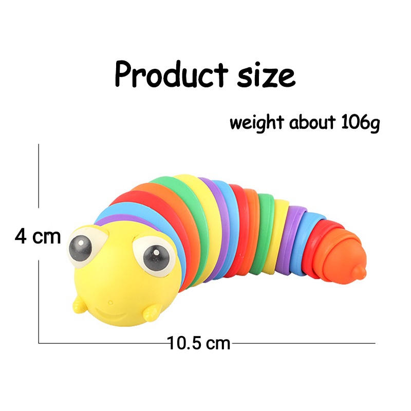 Đồ chơi giải trí con sâu 3d SIZE BÉ sắc màu ngộ nghĩnh giảm căng thẳng xả stress (KT 10,5cm x 4cm x 4cm)