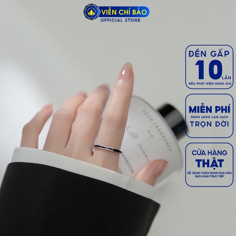 Nhẫn bạc nữ đá đen đơn giản chất liệu bạc 925 thời trang phụ kiện trang sức nữ thương hiệu Viễn Chí Bảo N000712