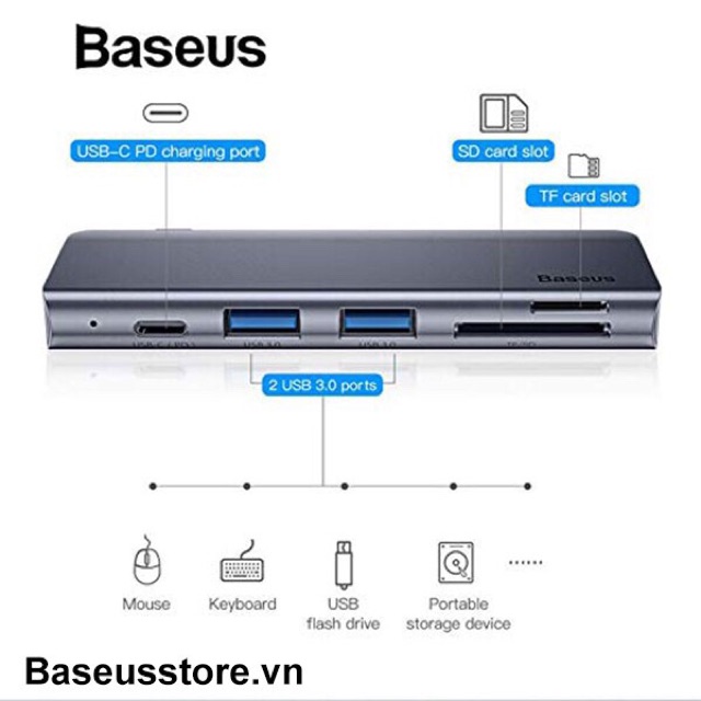 [Mã 1511ELSALE hoàn 7% đơn 300K] Bộ Hub chuyển đổi 5 trong 1 Baseus Harmonica Type C hàng chính hãng | BigBuy360 - bigbuy360.vn